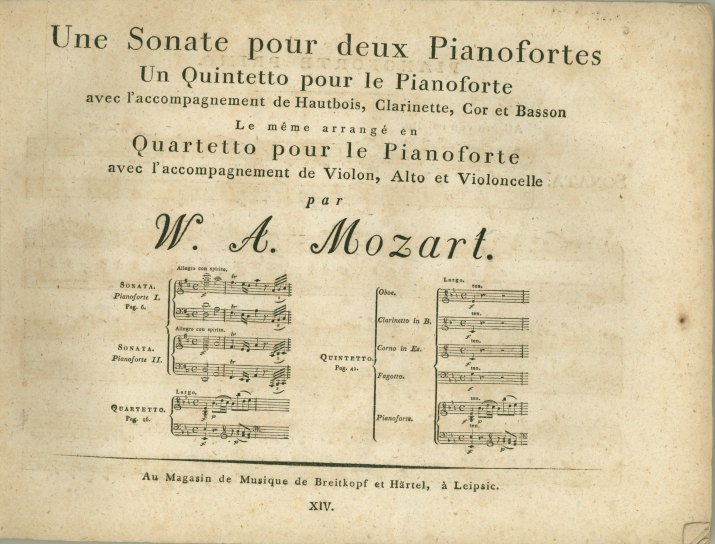 Mozart, W.A. - Oeuvres Complettes de Mozart. Cahier XIV.