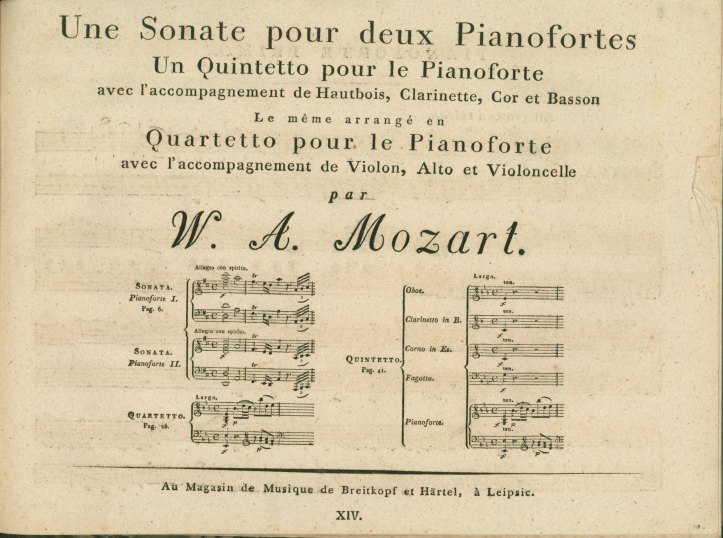 Mozart, W.A. - Oeuvres Complettes de Wolfgang Amadeus Mozart. Cahier