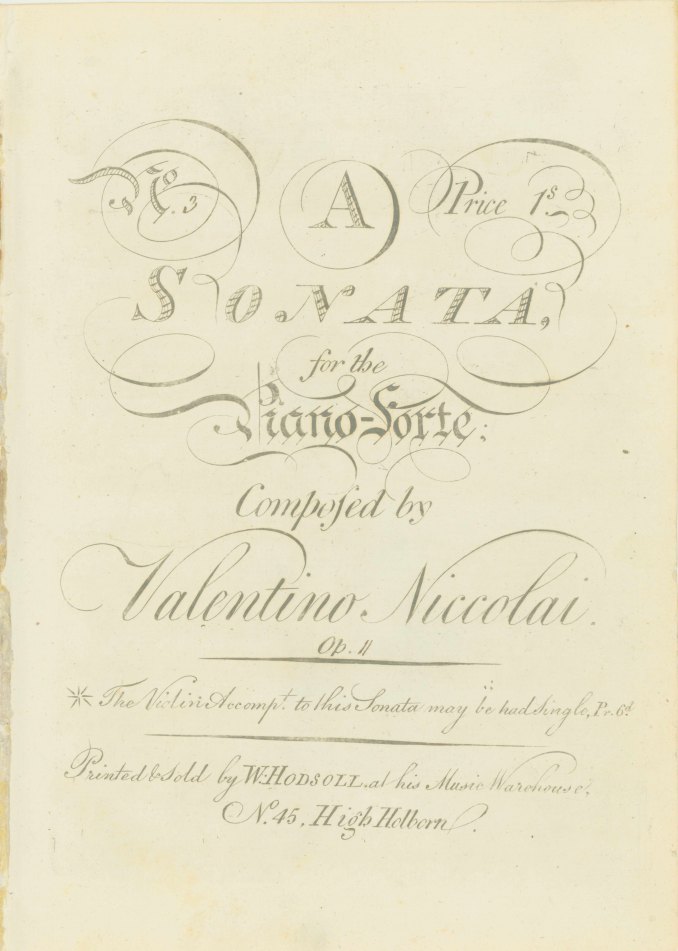 Nicolai, Valentino - A Sonata for the Piano Forte. Op. 11. Nos. 3 & 5.
