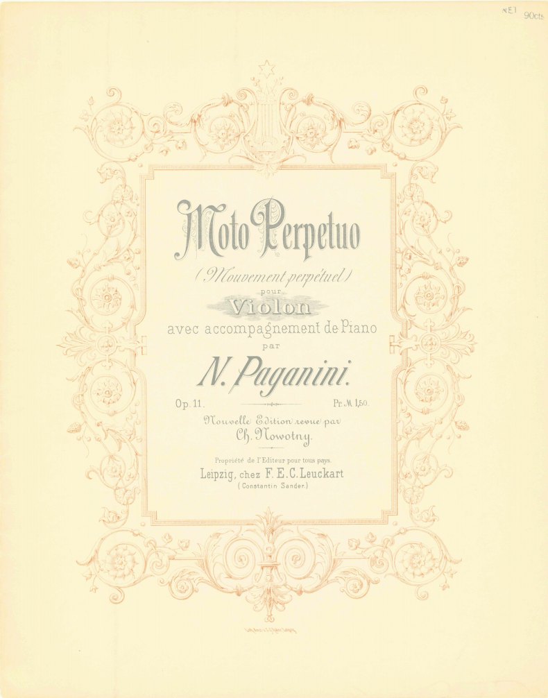 Paganini, Nicolò - Moto Perpetuo (Mouvement perpétuel) pour Violon
