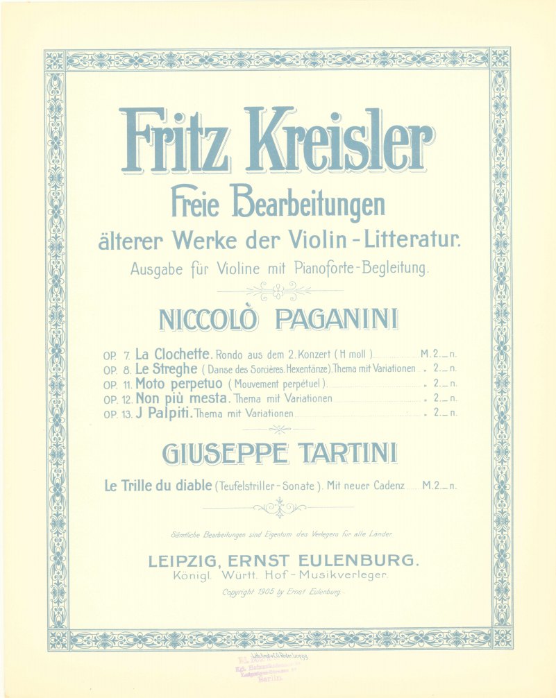 Paganini, Nicolò - Non più mesta. Thema mit Variationen. Op. 12.