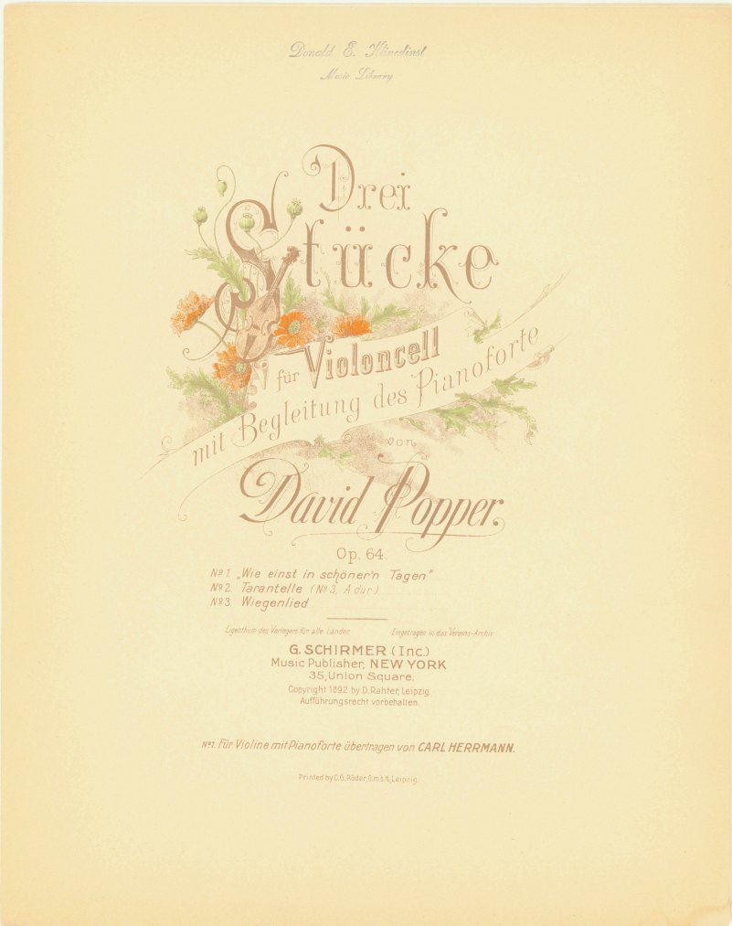 Popper, David - Wiegenlied für Violoncell mit Begleitung des