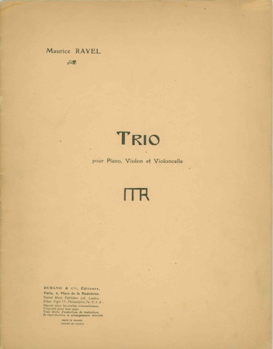 Ravel, Maurice - Trio pour Piano, Violon et Violoncelle. [Piano score].