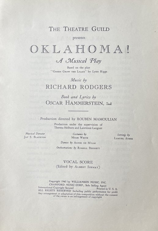 Rodgers, Richard - Oklahoma! [piano/vocal score].