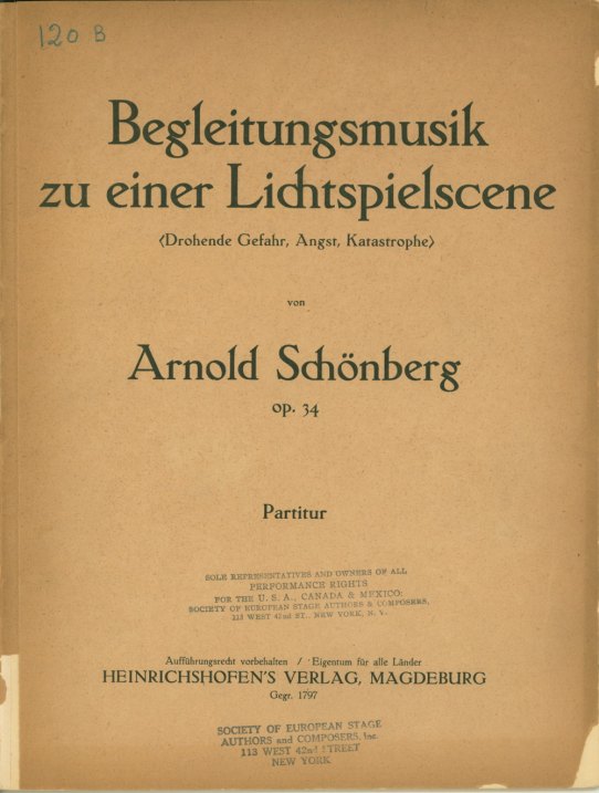 Schoenberg, Arnold - Begleitungsmusik zu einer Lichtspielscene, Op. 34.