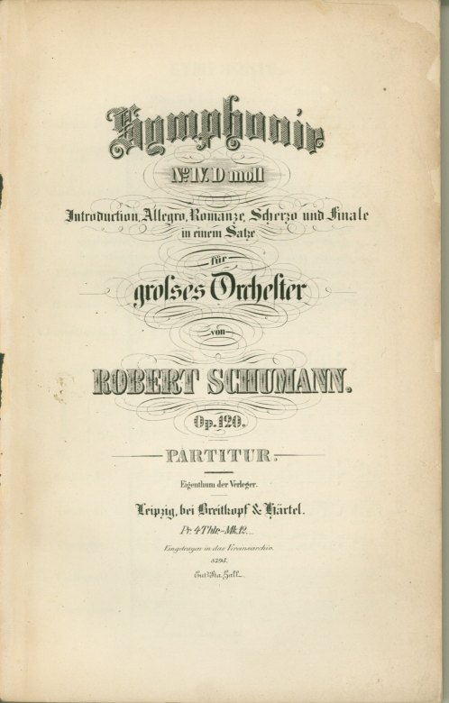 Schumann, Robert - Symphonie No. IV. D moll: Introduction, Allegro,