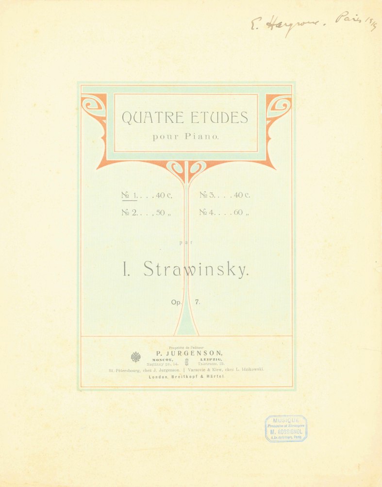 Stravinsky, Igor - Quatre Etudes pour Piano. Op. 7, No. 1.
