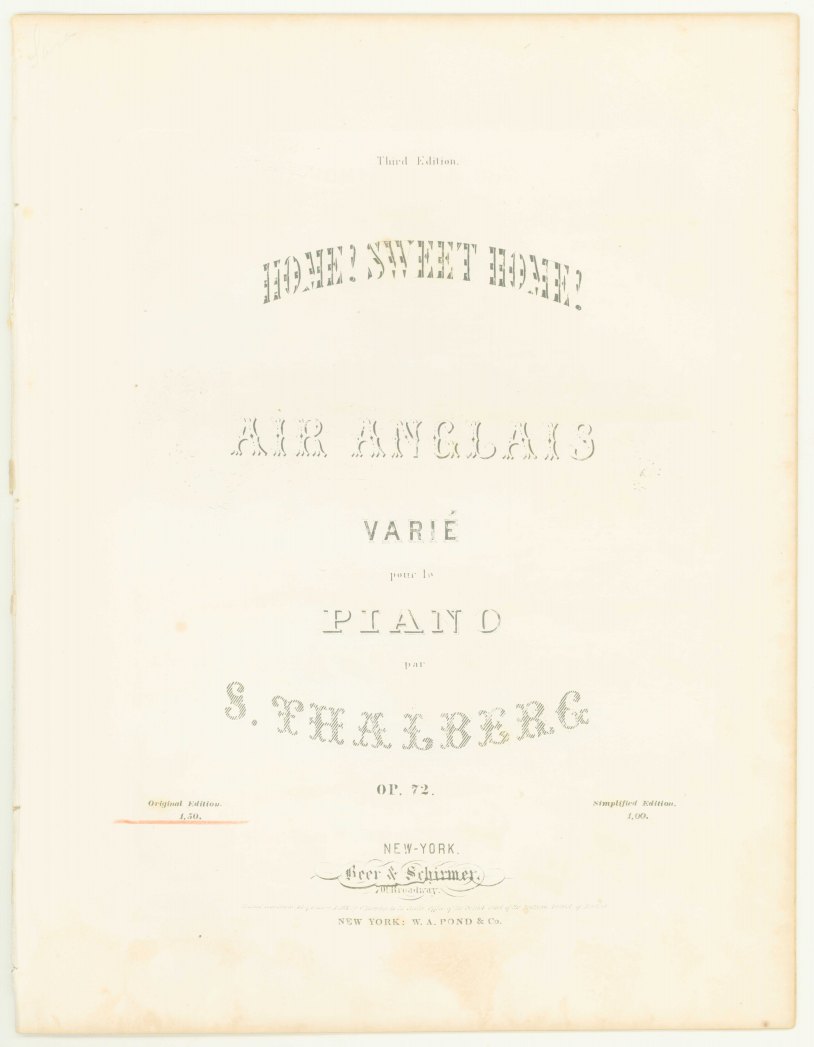 Thalberg, Sigismond - Home! Sweet Home!, Air Anglais varié pour le