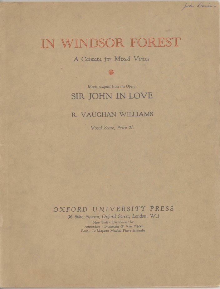 Vaughan Williams, Ralph - In Windsor Forest. A Cantata for Mixed