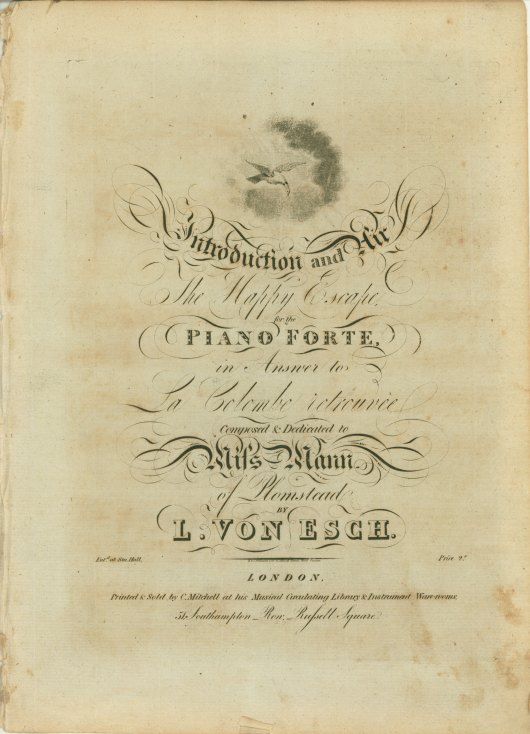 Esch, Louis von - Introduction and Air, The Happy Escape, for the Piano