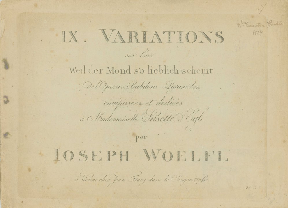 Woelfl, Josef - IX. Variations sur l'air Weil der Mond so lieblich