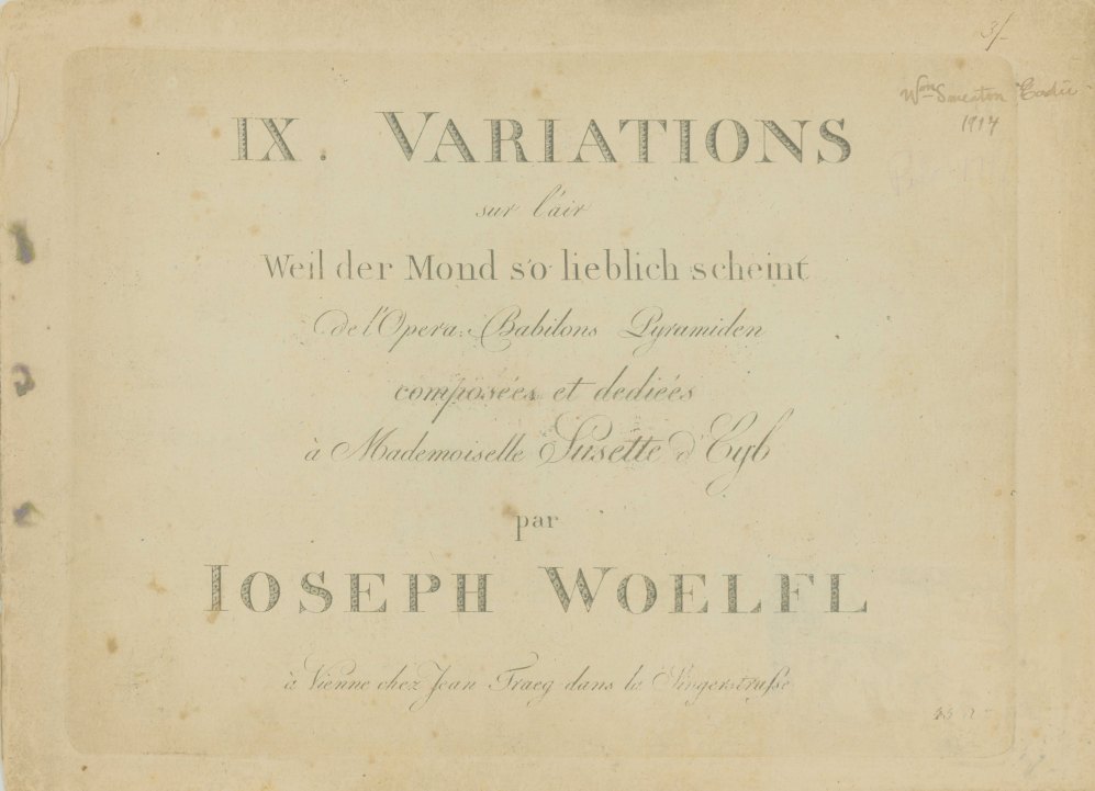 Woelfl, Josef - IX. Variations sur l'air Weil der Mond so lieblich