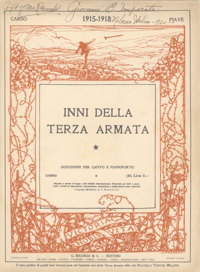 WORLD WAR I - ITALIAN ARMY SONGS - Inni Della Terza Armata. (Riduzione