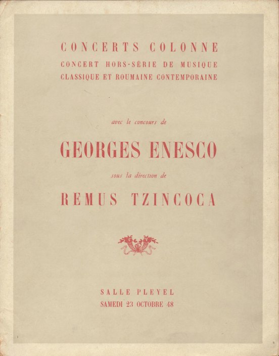 Enesco, Georges - Signed Concert Brochure of Roumanian music