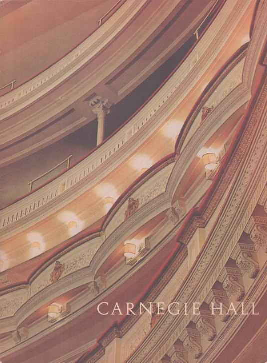 Horowitz, Vladimir - Recital Program for Historic Carnegie Performance.