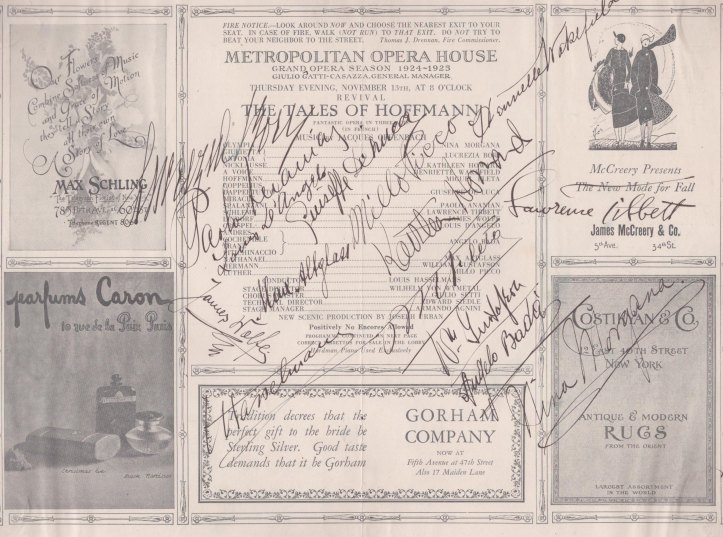 METROPOLITAN OPERA PROGRAMS, FOR <I>TALES OF HOFFMAN</I> & MASSENET'S