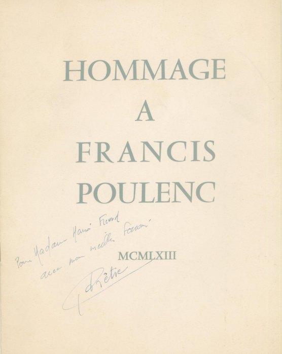 Prêtre, Georges - Poulenc Memorial Concert Program Booklet Signed "G