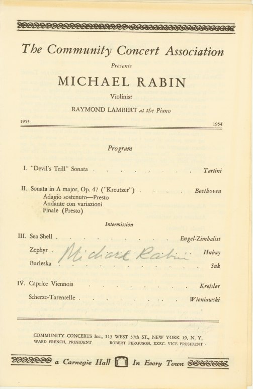 Rabin, Michael - Signed Program.