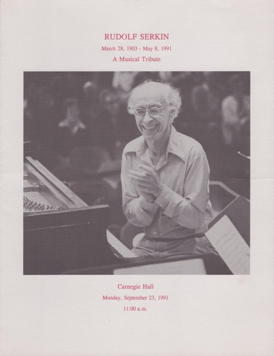 SERKIN - CARNEGIE MEMORIAL CONCERT - Serkin, Peter