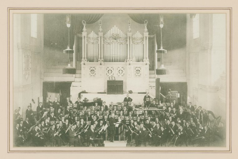 LA SCALA ORCHESTRA WITH TOSCANINI - Matted Photograph of the La Scala