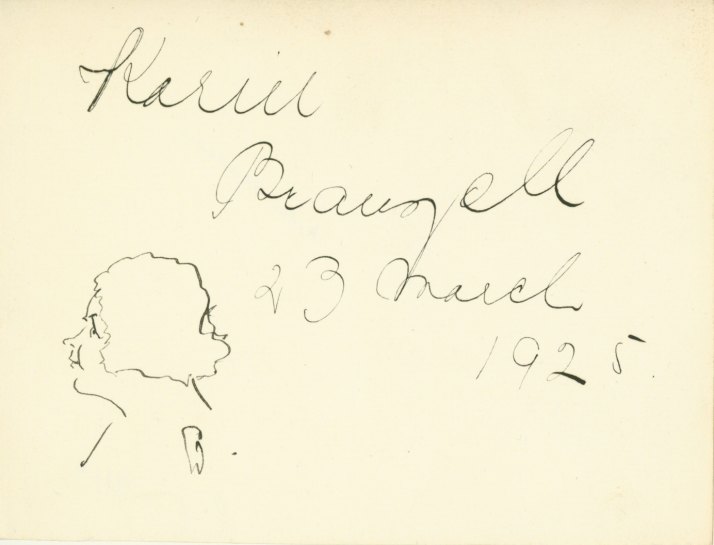Branzell, Karin - Autograph Self-Caricature Portrait Signed