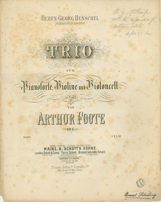 Foote, Arthur - Trio für Pianoforte, Violine und Violoncell in C moll,