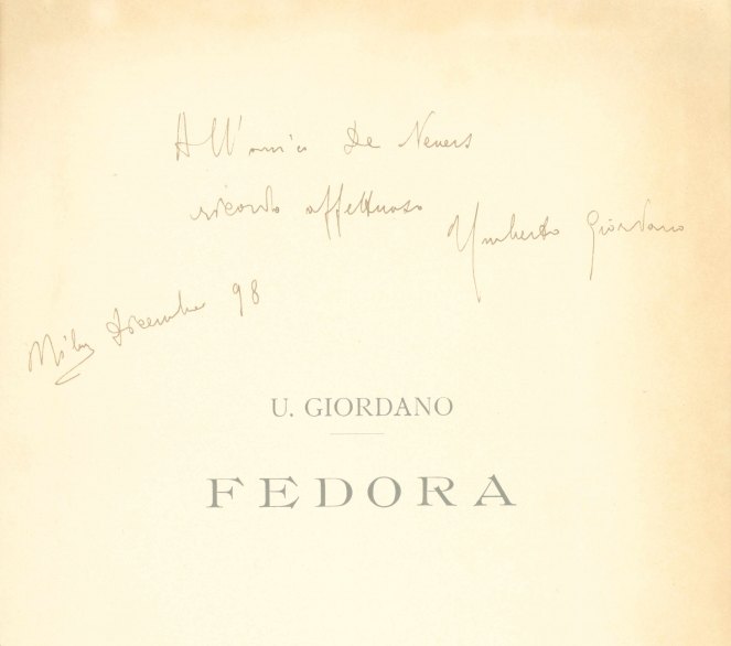 Giordano, Umberto - Fedora. [Vocal score]