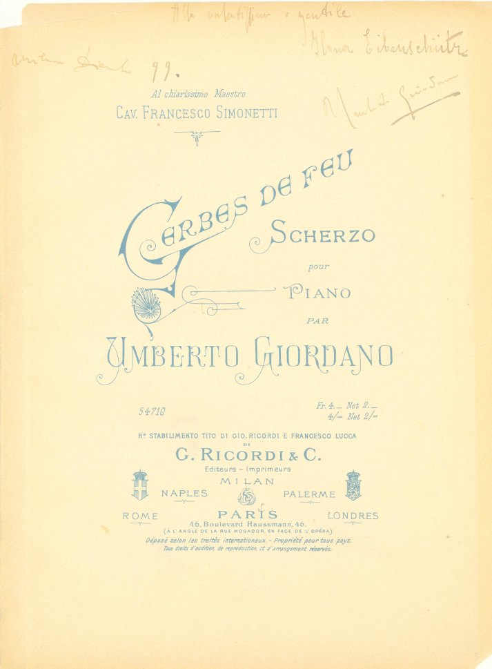 Giordano, Umberto - Gerbes de Feu. Scherzo pour Piano.