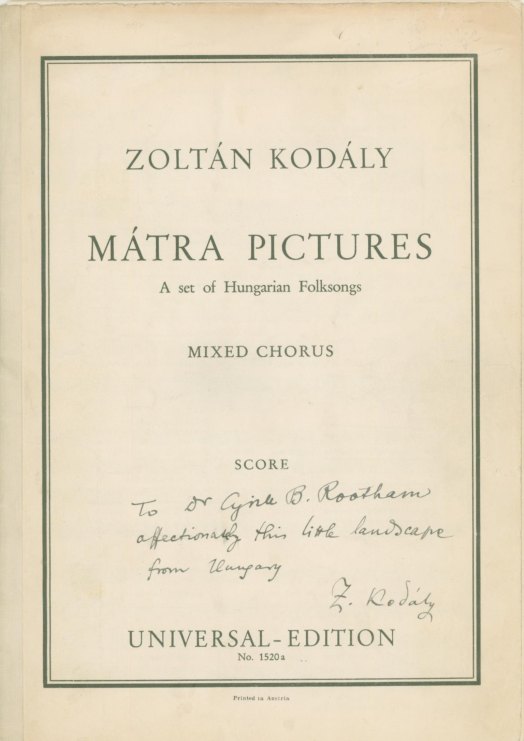Kodály, Zoltán - Mátra Pictures. A set of Hungarian Folksongs. Mixed
