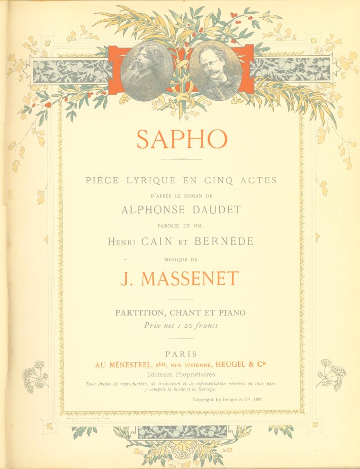 Massenet, Jules - Sapho. [Vocal score]