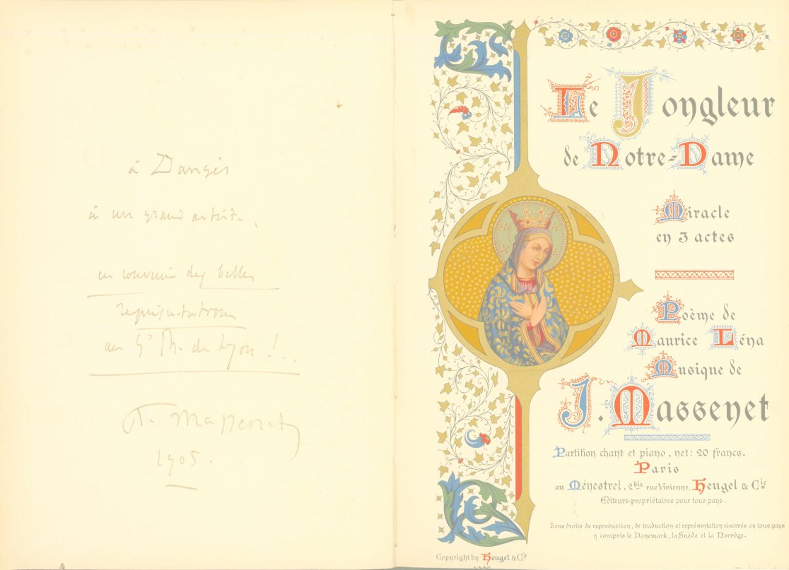 Massenet, Jules - Le Jongleur de Notre Dame. [Vocal score]