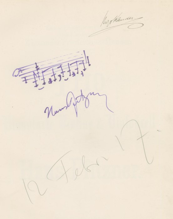 PFITZER-SIGNED TRIO WITH AMQ - Pfitzner, Hans - Trio for Violin, Cello