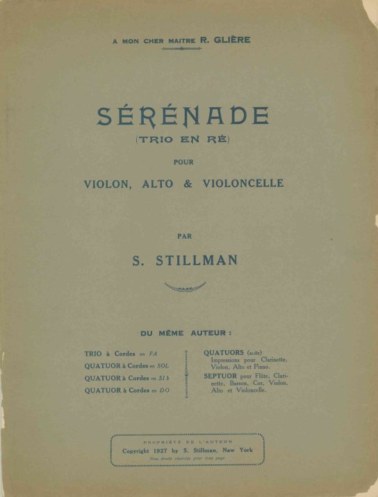 Stillman, Mitya - Sérénade (trio en ré) pour Violino, Alto &