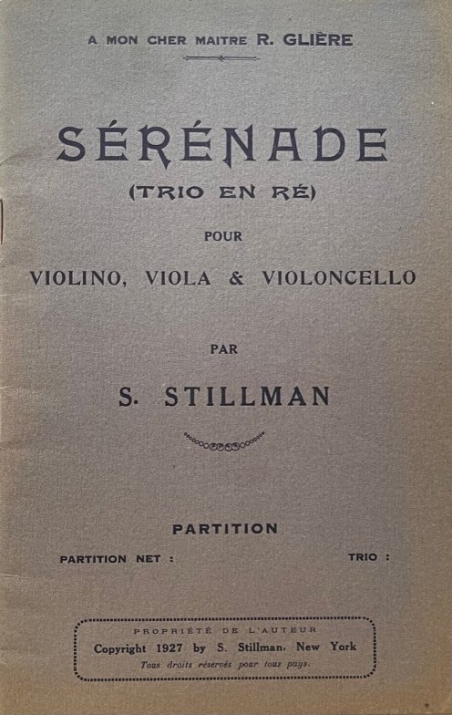 Stillman, Mitya - Sérénade (trio en ré) pour Violino, Alto &